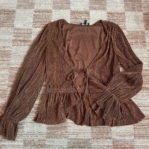Elegant Copper Crinkle Women's Party Top